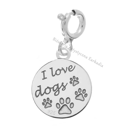 Zawieszka charms Kocham Psy I love dogs srebro 925